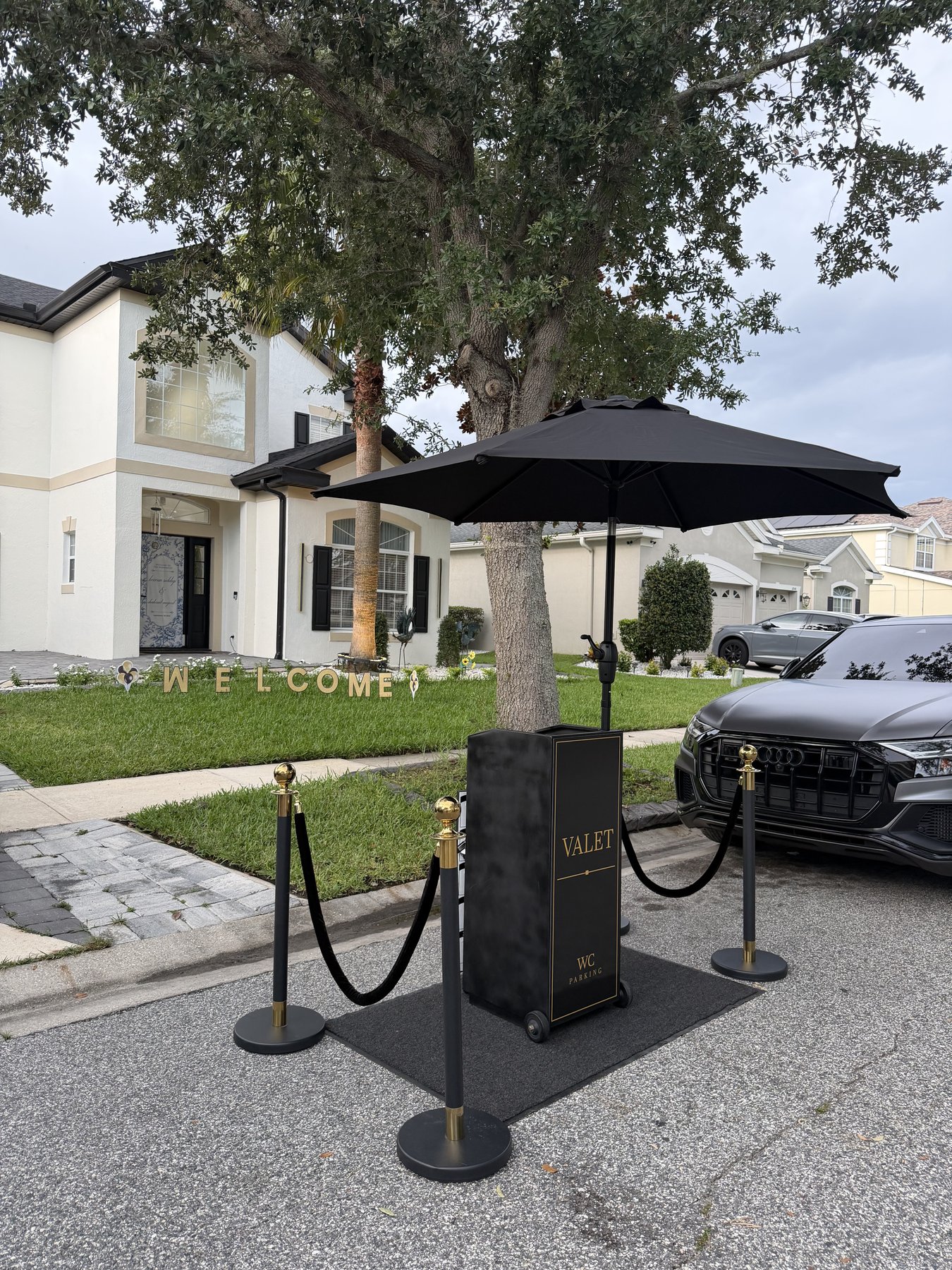 WC Parking valet stand set up for a residential event arrival